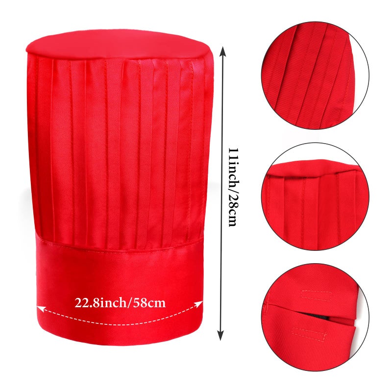 Keymall Costume Headwear Chef Hat  Hibachi Japanese Teppanyaki Tall Cap with Hachimaki Headband  Set B - Red - Image 2
